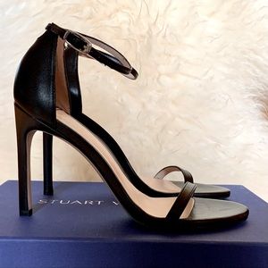 NEW Stuart Weitzman Black Leather Heels